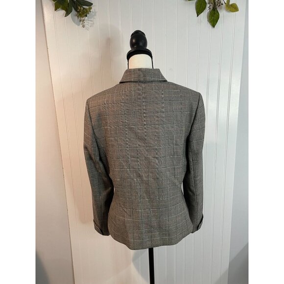 Harve Benard Womens Gray Plaid Wool Blazer Jacket Size 12 With Button Front - Picture 6 of 15